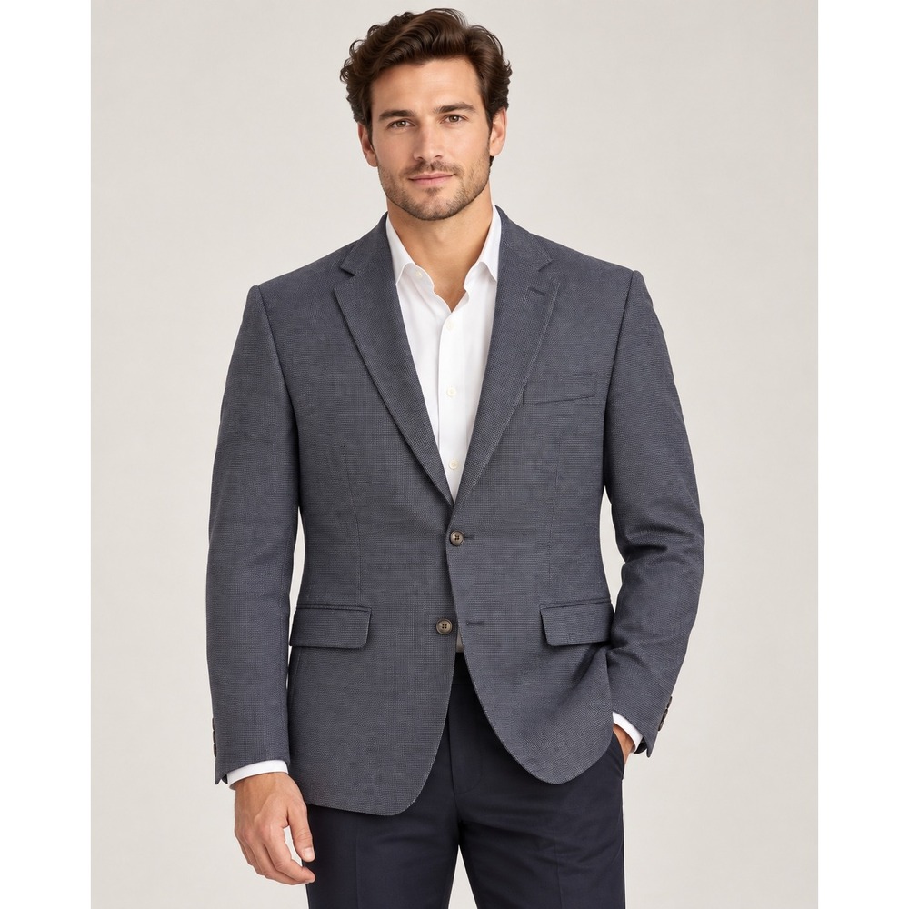 Lauren Ralph Lauren Mens 40R Sport Coat 100% Wool Blazer Dark Blue Gray Navy